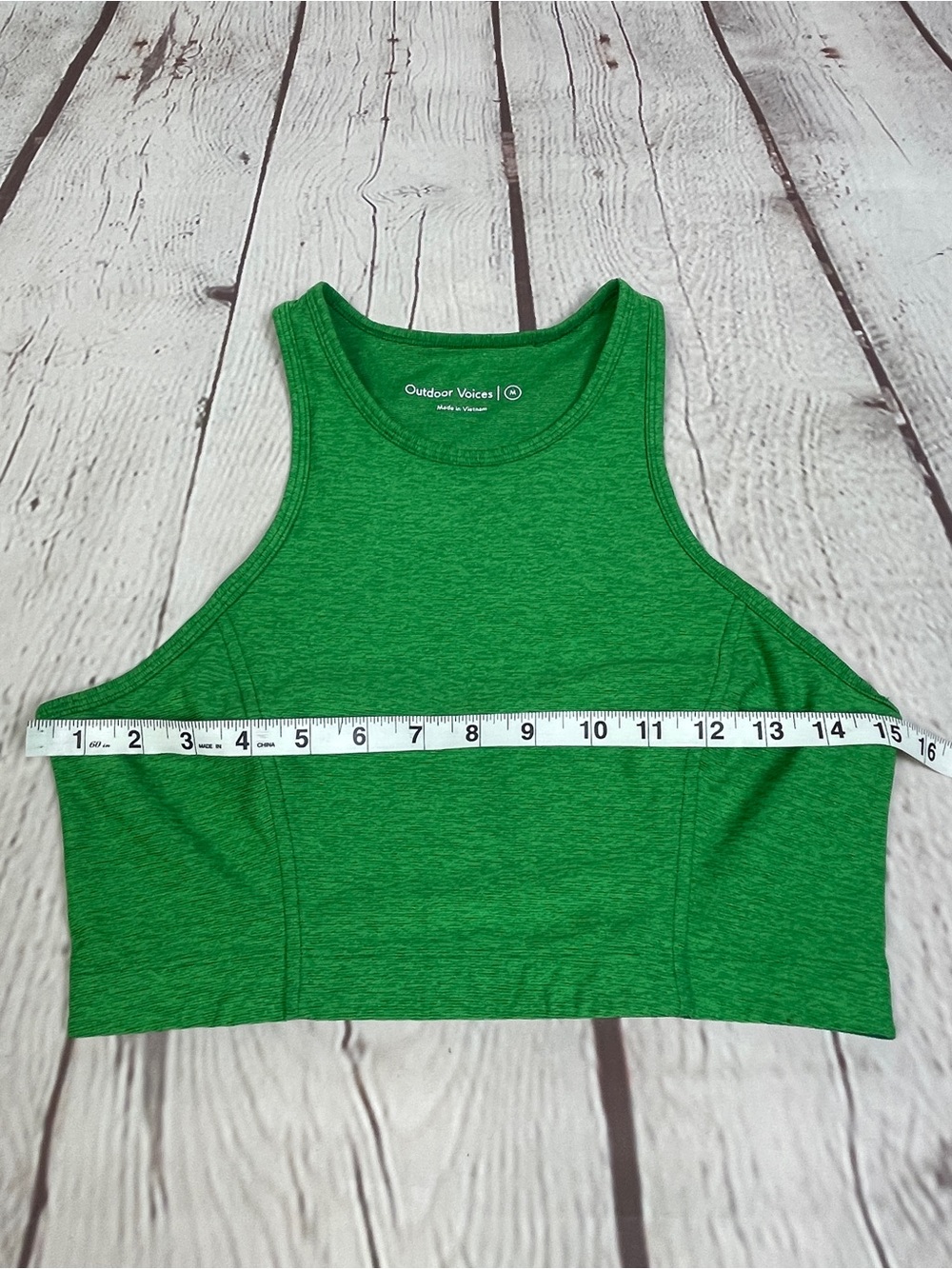 OUTDOOR VOICES Athena green heather high-neck crop tank top, size M - Picture 10 of 11